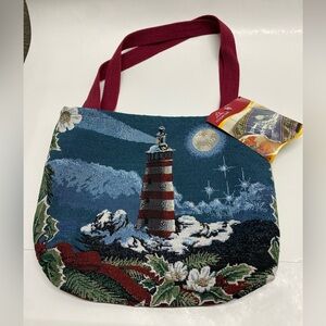* Holiday Time reusable tote bag  Lighthouse Tapestry Tote